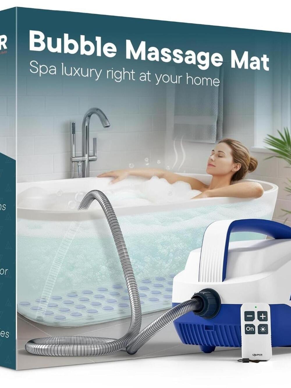 Bubble Bath Massager Mat for Bathtub, 47.24" x 14.57" Full-Body Heated Air Spa